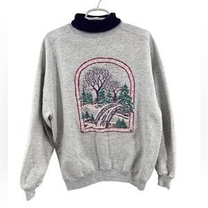 Gopher Sport vintage turtleneck winter scene XL glitter puff paint casual